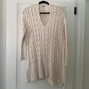 Free People Cream V-Neck Sweater